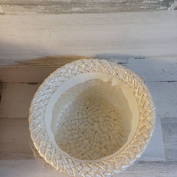 Vintage Raffia White Hats With Netting Original Sears Roebuck And Company box - Picture 6 of 13